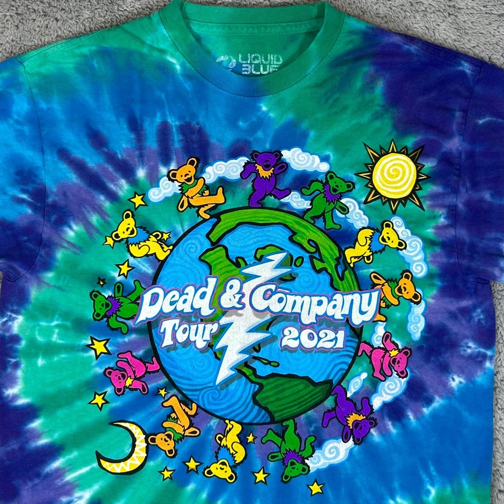Liquid Blue Dead & Company Tour 2021 Tie Dye T-Shirt Mens Medium Green Blue